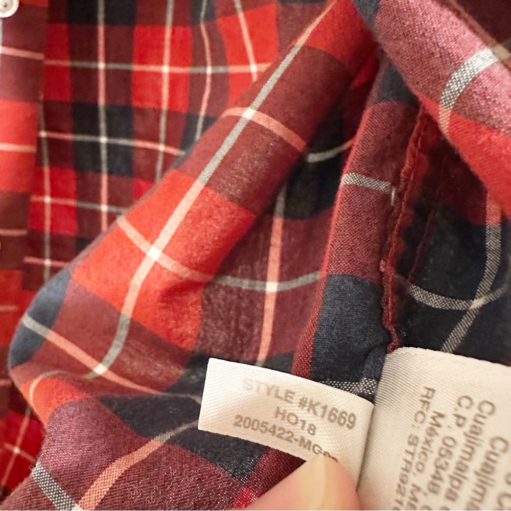J. Crew Mercantile Men's Flex Plaid Button Down Shirt M Red Blue Stretch - Picture 3 of 6